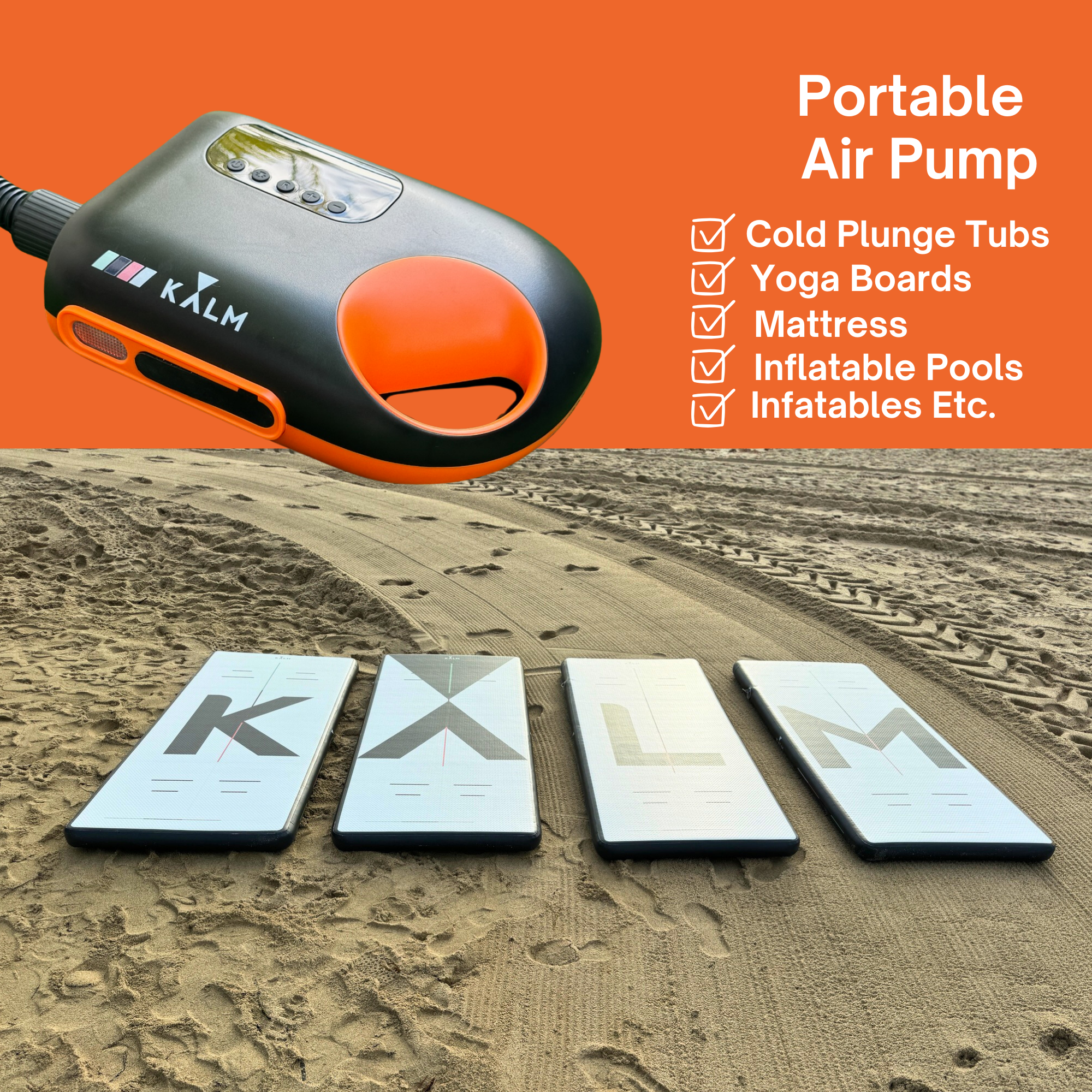Kalm Rechargeable Electric Pump with Power Bank for SUP, Yoga Boards and Inflatable Cold Tub Plunges