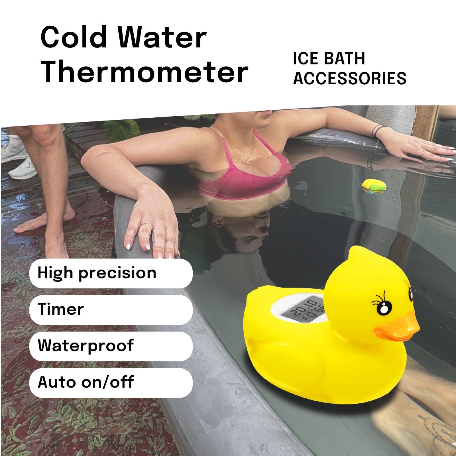 Kalm Rubber Duck with Thermometer and Timer - Cold Plunge Thermometer