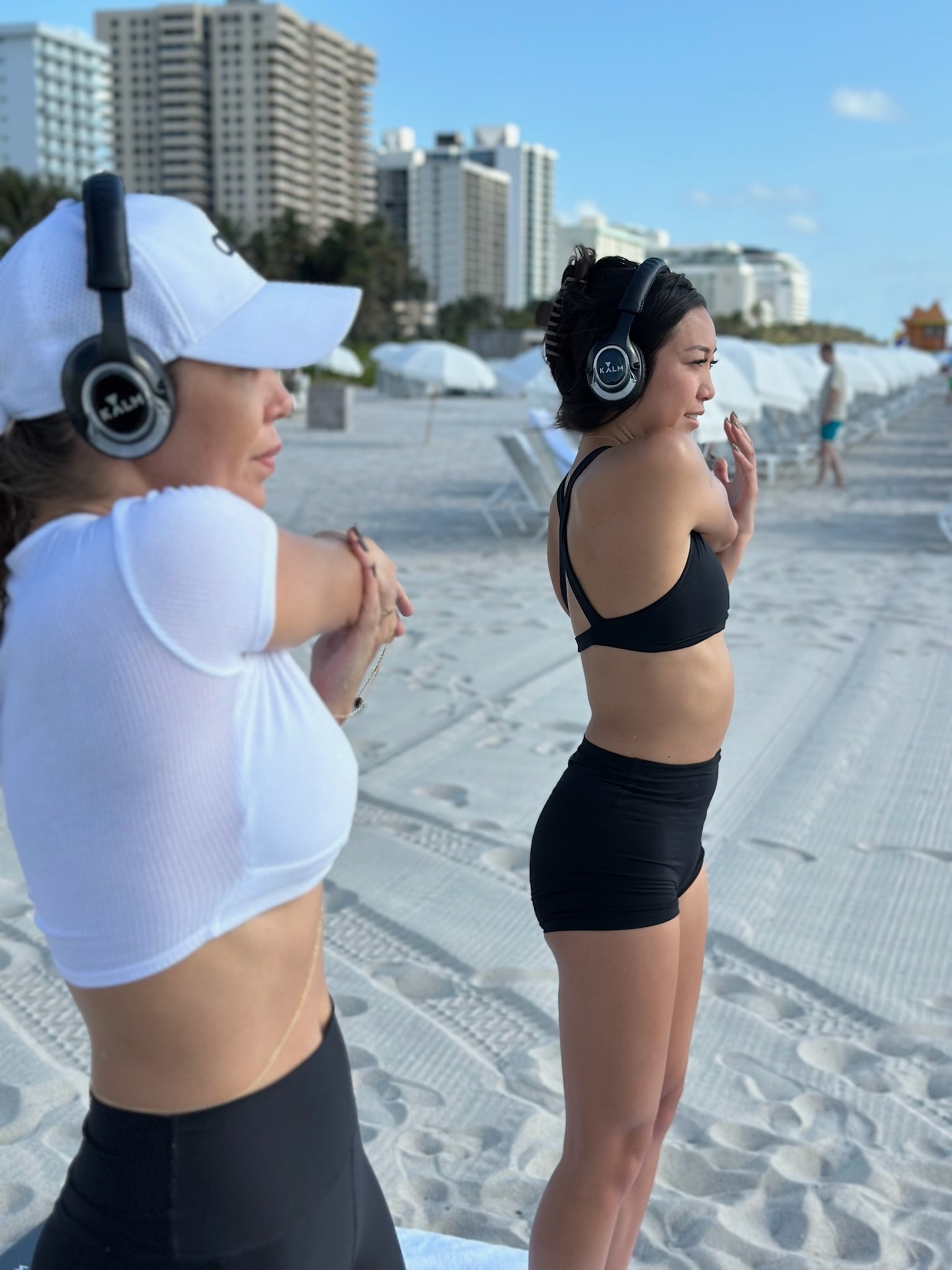 Rooftop group yoga session