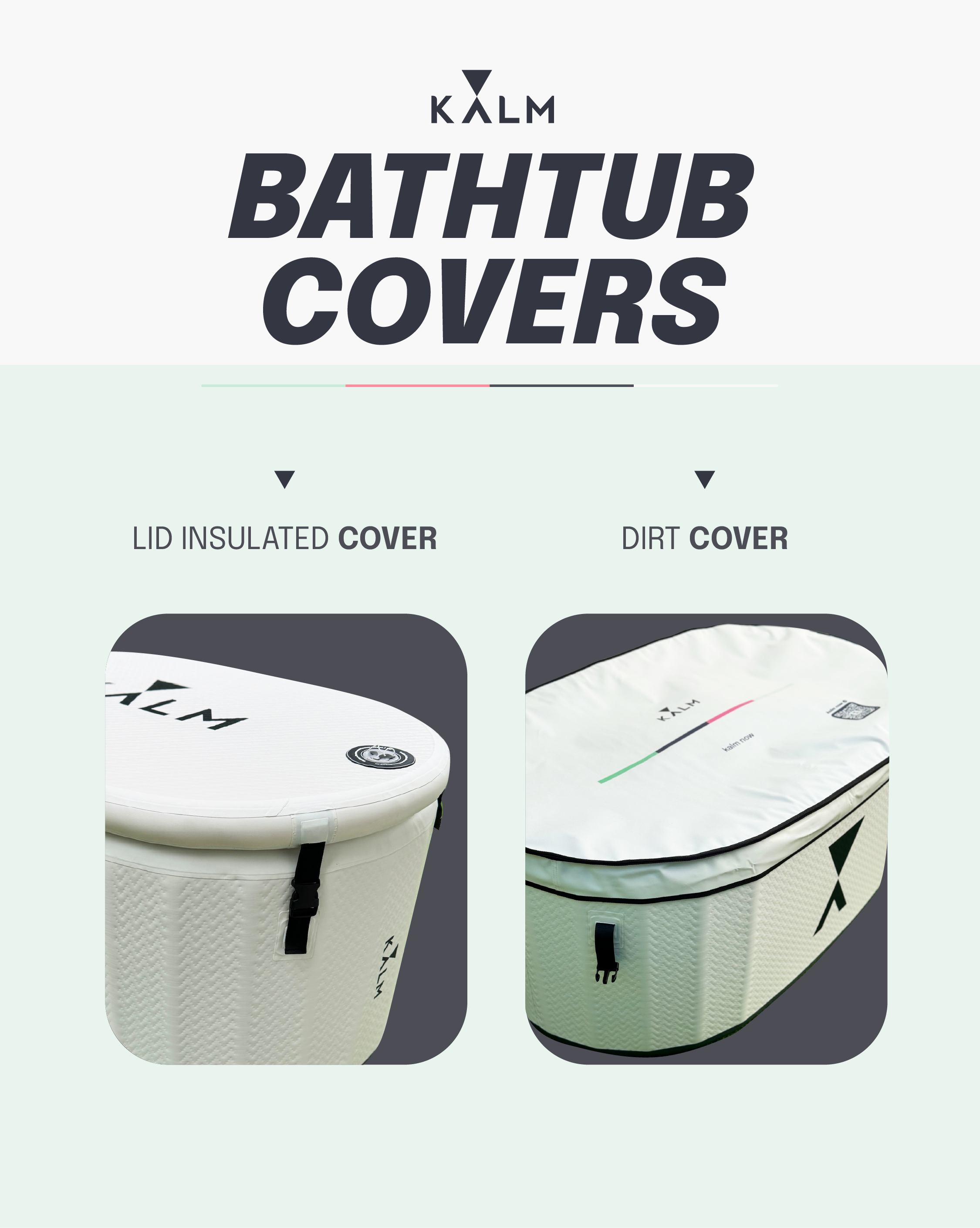 Kalm Now® Inflatable Cold Plunge Tub with Lid and Chiller - Insulated Ice bath with Two Covers for Outdoors