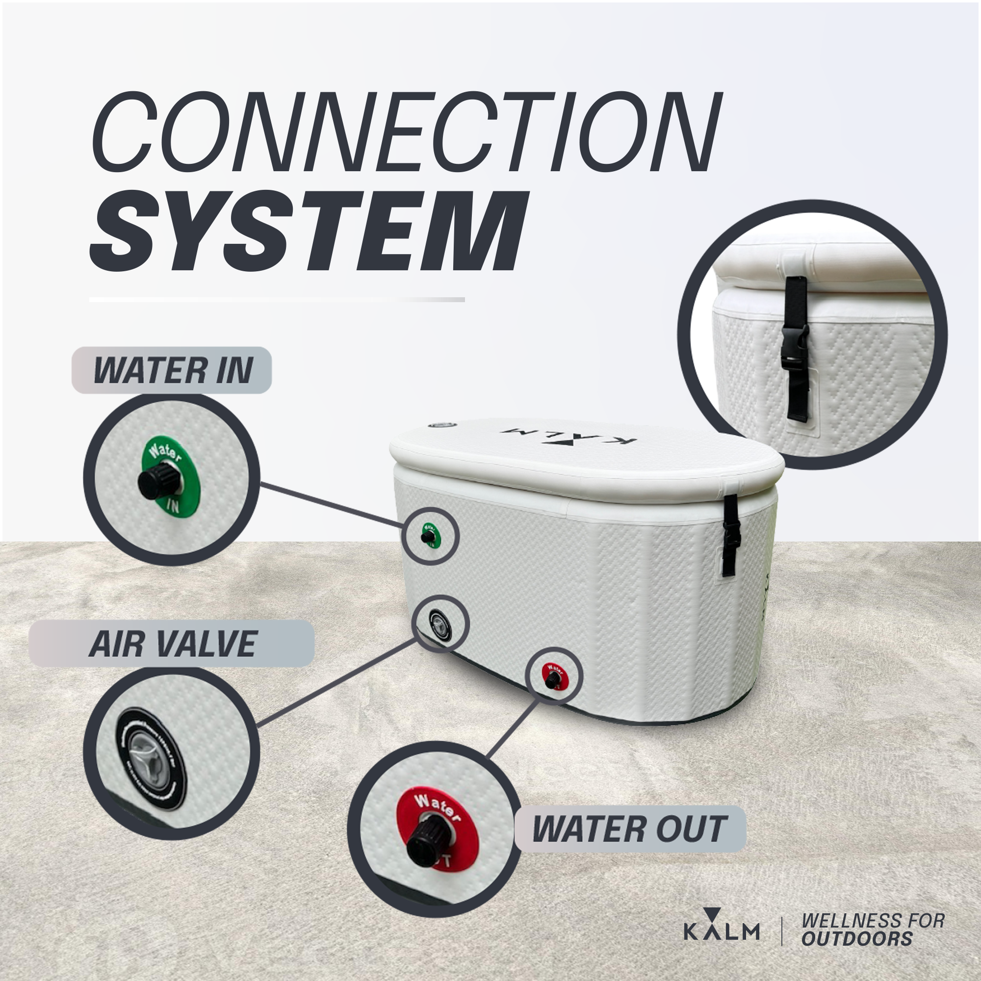 Kalm Now® Inflatable Cold Plunge Tub - Fully Insulated and Portable