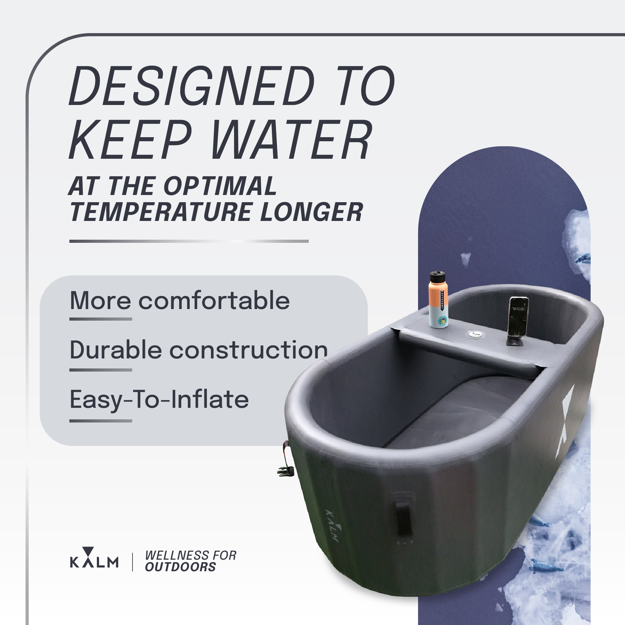 Kalm Now® Inflatable Cold Plunge Tub - Fully Insulated and Portable