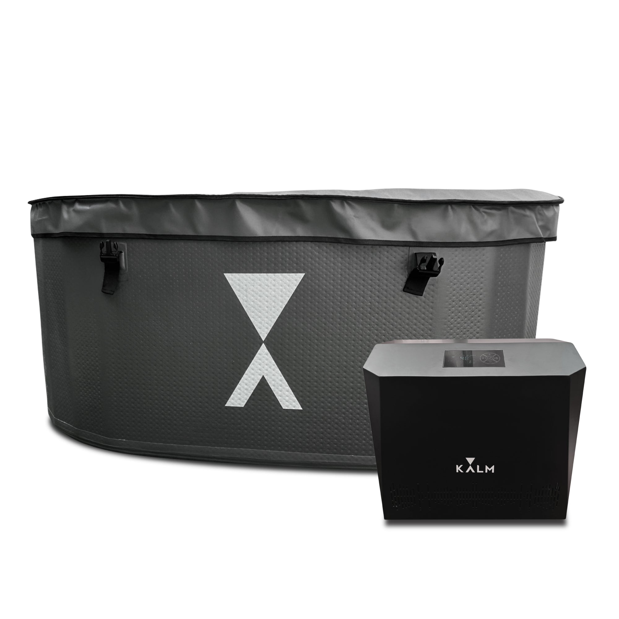 Kalm Now® Inflatable Cold Plunge Tub with Lid and Chiller - Insulated Ice bath with Two Covers for Outdoors
