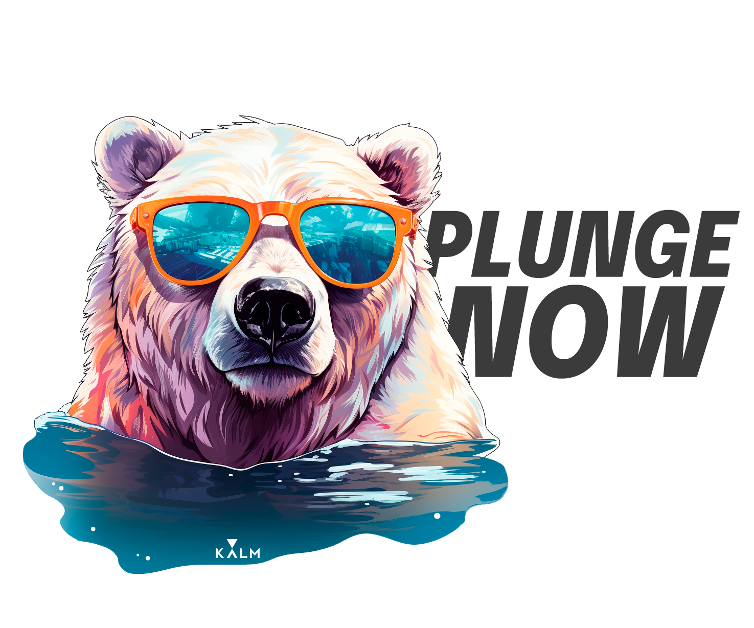 Kalm ''PLUNGE NOW'' Polar Bear' Sticker. Personalize Anything with Our Stickers, Durable and Water-Resistant