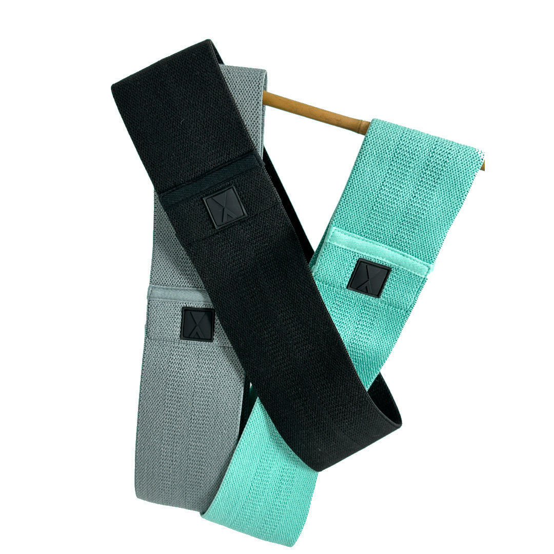 Set of 3 Resistance Bands for Legs and Butt. Heavy Soft Fabric Non Slip